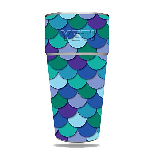 MightySkins Skin Compatible with Yeti Rambler 26 OZ Stackable Cup - Blue Scales…