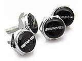 PATRICON 4-Pieces for Mercedes Benz AMG Accessories Chrome Metal Frame Screw Bolt Caps Covers, Set of Front and Back