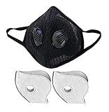 Anti Pollution Filter Mask Mask Military Grade N99 Breathing Mask with Adjustable Nose Piece Washable Respirator Air Filter Mask Black Face Mask Allergy Pollen Protection