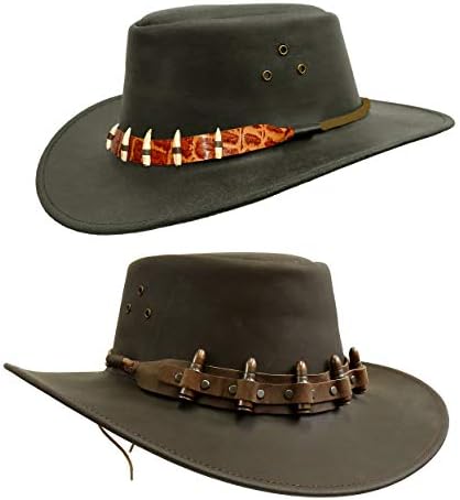 Cowboy Leather Hat with Bullet or Crocodile Hatband | Kakadu Traders Traveller Hat