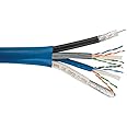 2X CAT6 23 AWG UTP + 2X RG6/U Quad Shield Coax BC- (Bundled)- 500 FT Spool- Blue Distributed by NAC Wire and Cables