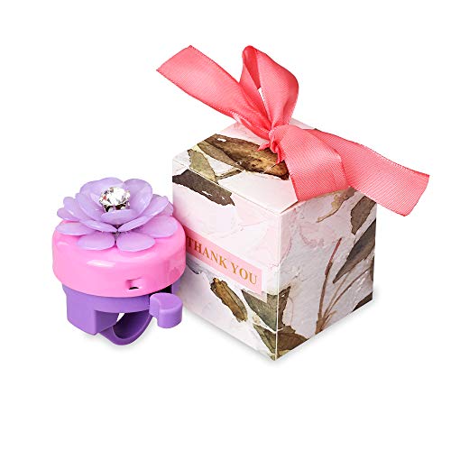 MINI-FACTORY Bike Bell for Kid Girls, Bicycle Handlebar Cute 3D Crystal Diamond Flower Pattern Children's Bike Safe Cycling Ring Horn (Purple)