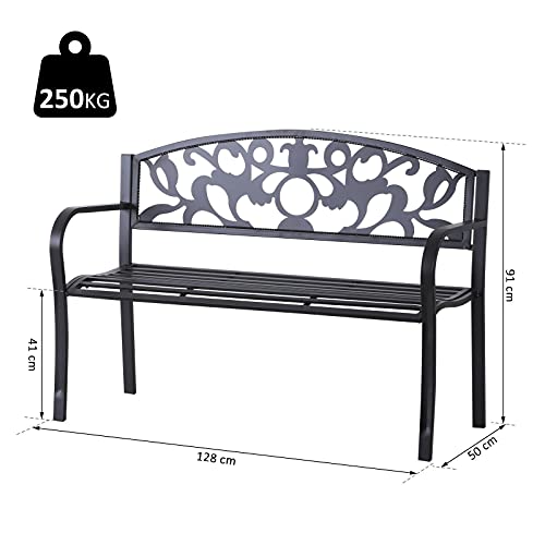 GXK 2er-Gartenbank Sitzbank Gartensitzmöbel Metall Bank mit Armlehne rostfrei – Bild 6