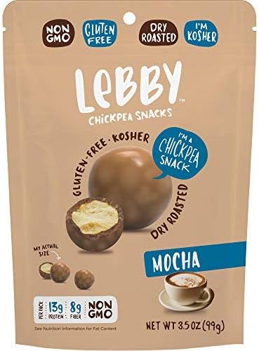 Lebby Chickpea Snacks (Mocha, 3.5 oz, 4 pack), Gluten Free, Non-GMO, High Protein and Fiber, Healthy Snack