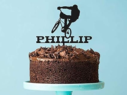 Personalised Bmx Bike Birthday Cake Topper Laser Cut Custom Name