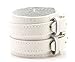 Fusamk Punk Rock Double Row Belt Buckle Wristband Wide Leather Cuff Bracelet(White)
