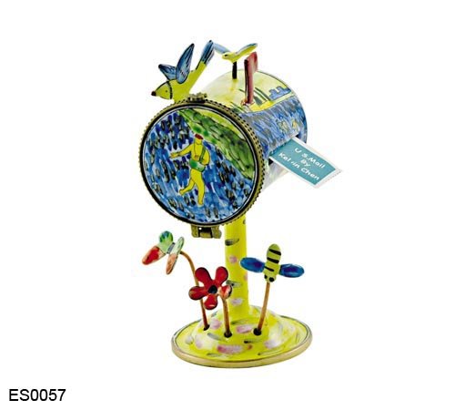 Kelvin Chen New Enameled Postage Stamp Holder - Man in River - Van Gogh
