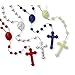 Religious Gifts Lot of 100 Assorted Color Plastic Bead Cord Rosary with Divine Mercy Centerpiece