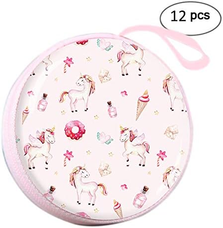 MANSSING Unicorn Party Favor Bags, 12 Pack Small Goodie Candy Bags-Coin, Earphone, USB Cable Supplies for Kids Birthday Party Favor and Gifts(Pink)
