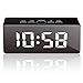 GLIME Digital Alarm Clock, Alarm Clocks for Bedrooms,LED Alarm Clock with Mirror Function,USB Port Charing,Battery Powered,Snooze,Temperature Display,Adjustable Brightness (Black)
