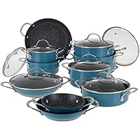 Curtis Stone 17-Piece Dura-Pan Nonstick Nesting Cookware Set - Slate Blue