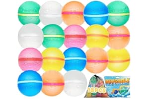 BADHACK 18 Pack Reusable Water Balloons For Kids, Summer Pool Beach Party Game Toys for Boys and Girls, Quick Fill Splash Balls Bomb Supplies Outdoor Activities