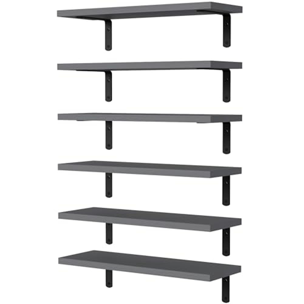 Dojimayisc Floating Shelves Wooden Floating Shelves for Wall Decor Wall Mounted Floating Bathroom Shelf for Storage Grey 1 PCS