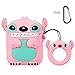 Mulafnxal Compatible with Airpods 1&2 Case,Cute Cartoon Character Silicone Airpod Funny Cover,Kawaii Fun Cool Keychain Design Skin,Fashion Cases for Girls Kids Teens Boys Air pods(3D Pink Stitch)