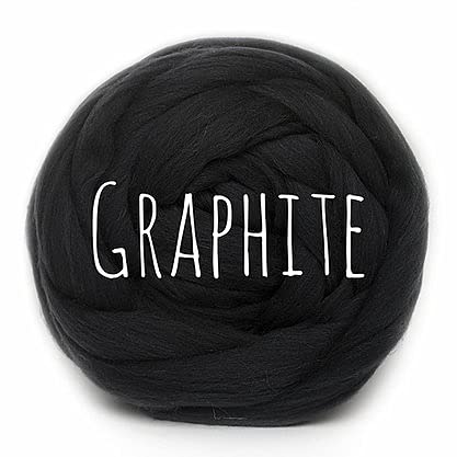 Colorful Passions Merino Wool Roving Oeko-TEX Certified Chunky Yarn Arm Knitting Felting Spinning Weaving Macrame 26-28 Microns EU Suppliers Graphite 250g (0.55lb) — image 1