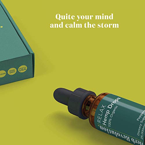 (2 Pack) Organic Hemp Oil Extract for Pain Relief and Sleep, 25000mg of Organic Hemp Extract for Natural Pain Relief by Herb Revolution - 100% Natural Relax Hemp Drops, Peppermint - 1 oz Per Bottle
