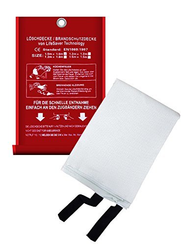 Löschdecke Brandschutzdecke I 1x1 m nach DIN EN 1869 geprüft I Feuerlöschdecke I Sicheres Feuer löschen mit Qualität Bringt Sicherheit in Ihr Heim oder für Ihre Arbeit