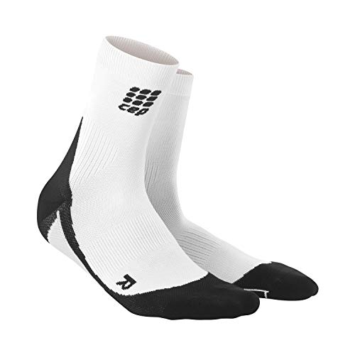 CEP Womens Crew Cut Athletic Performance Running Sock (White/Black) IV