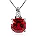 JewelryPalace Women's Cushion 12.1ct Created Red Ruby Jewelry Sets Solitaire Engagement Ring Clip On Hoop Earrings Pendant Necklace 925 Sterling Silver Size 9