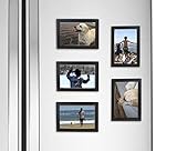 Fridgepic Wood Magnetic Photo Picture Frames, Black - Set of 5 (4x6)