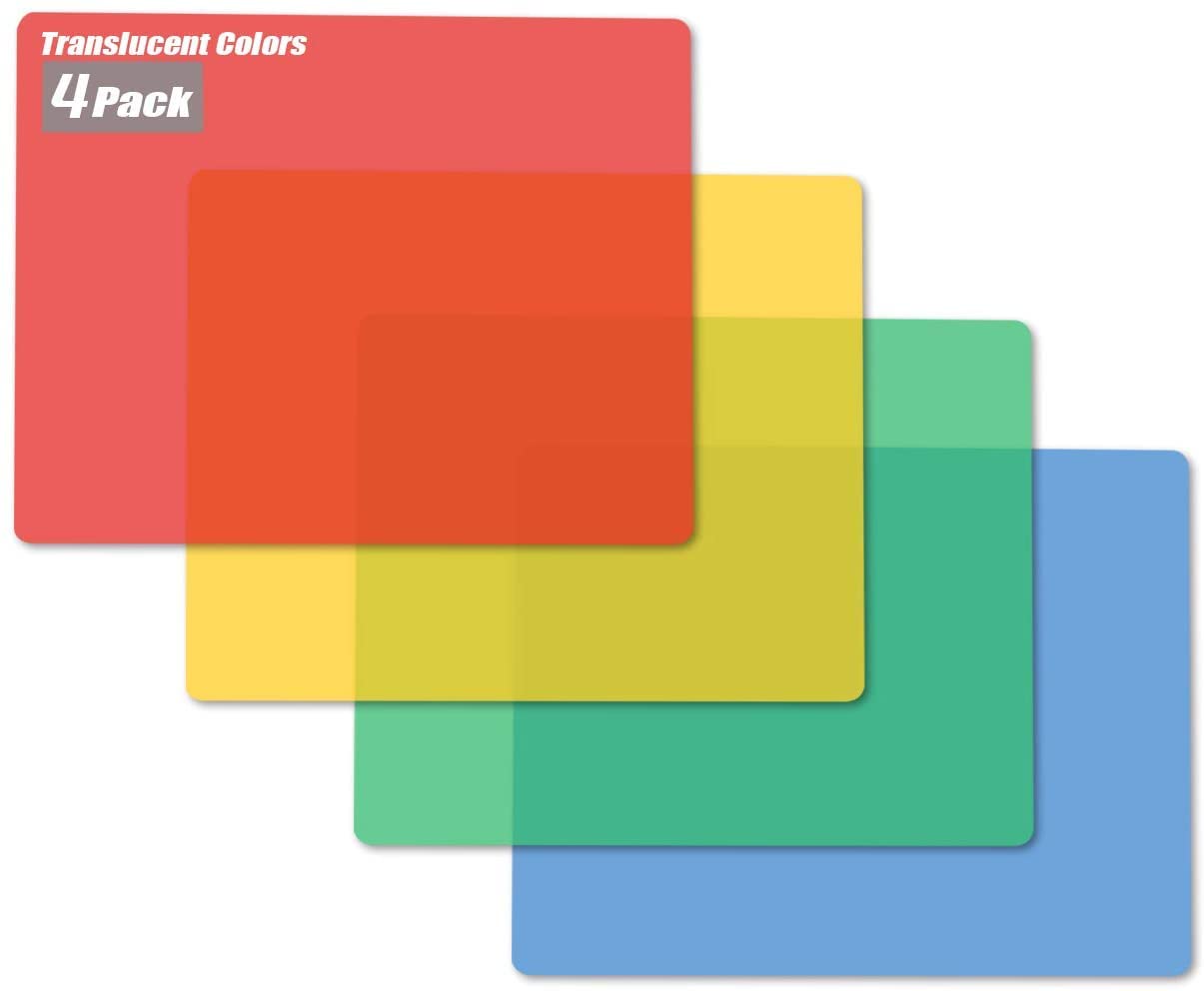 Fotouzy Flexible Plastic Cutting Boards for Kitchen, 4 Translucent Colors Cutting Mats 15 x 12 in, BPA-Free, Non-Porous, Dishwasher Safe, Set of 4