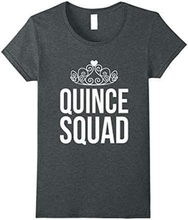 Womens Quince Squad T-Shirt Tiara 15th Birthday Matching Party Fun Small Dark Heather