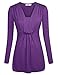 Ninedaily Women V Neck Tunics Ruffles Long Sleeve Draped Shoulder Blouse Tops