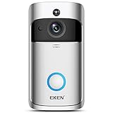 EKEN Video Doorbell 2 720P HD Wifi Camera Real-Time Video Two-Way Audio Wide-angle Lens Night Vision PIR Motion Detection App Control with FREE Chime (Add Both To Cart) & Built-in 8GB Card