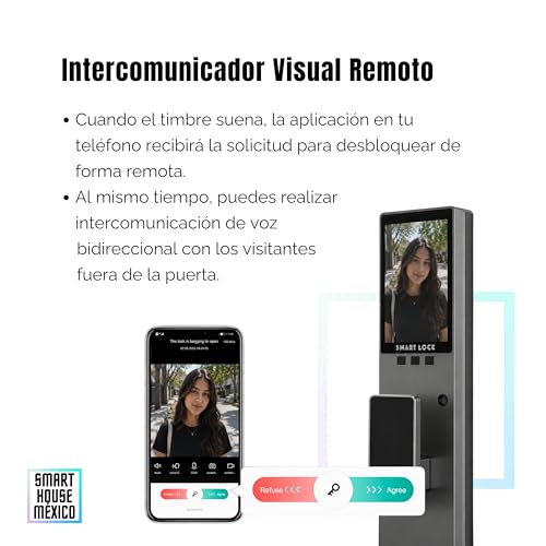 Cerradura Electrónica Inteligente Wifi De Seguridad. Con Reconocimiento Facial, Timbre y 6 Métodos De Apertura: Cara, Huella, Códigos, Tarjetas, Aplicación, Llave. Spectrum