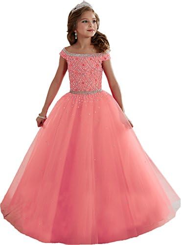 Big Girls Mint Beaded Floor length Party Ball Gown Pageant Dresses (14, Pink)