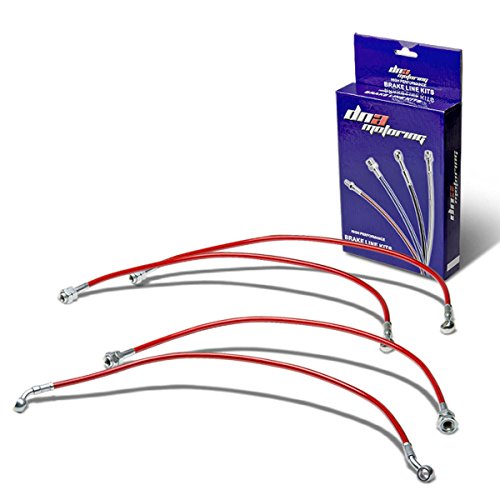 Honda Civic Stainless Steel Hose Brake Line Set (Red) - EM ES EP3 Si