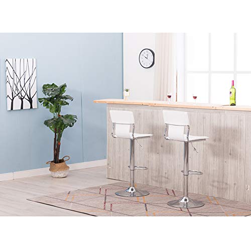 Sidanli White Adjustable Swivel Counter Bar Stool Chairs with Back (Set