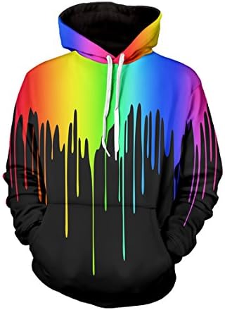 Cutiefox Womens Colorful Melted Print Pullover Hoodie Sweatshirt Multicolor L