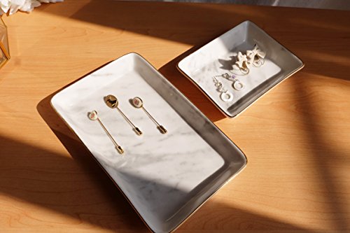 Eastyle Marble Rhombic Rectangular Jewelry Plate Jewelry Tray (Marble-A) - Thumbnail 3