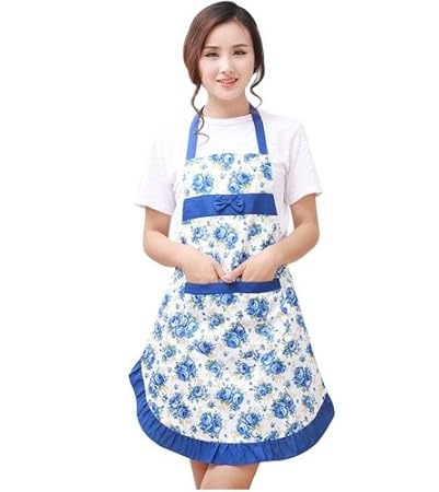 Goodrich Printed Women Apron with Pockets Waterproof Floral Bib Kitchen Aprons Rose Flower Home Textiles Women Bibs Breech Cloth (Colours as per Availability)