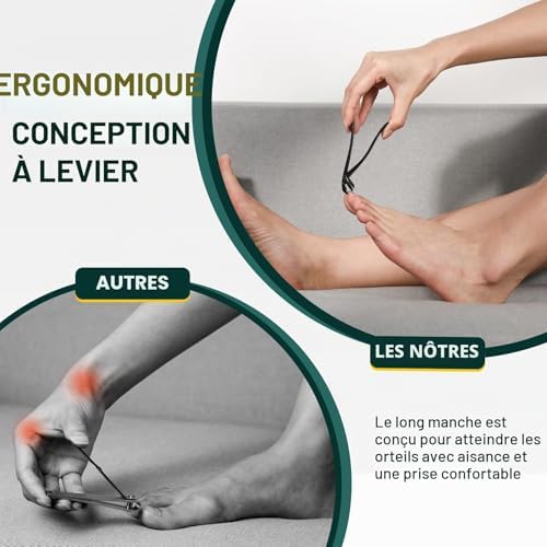 Coupe Ongle à Tête Coudée, Coupe Ongle Pied pour Personnes âgées, Coupe-ongles Professionnel Pour Ongles épais, Grand Coupe Ongles Pieds Avec Récupérateur pour Hommes et Femmes (Noir)