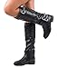 ROF Women's Leatherette Buckle Accent Knee High Riding Boots With Hidden Pocket (WIDE CALF AVAILABLE)