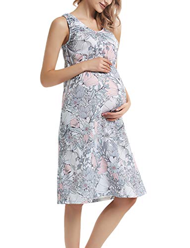 GINKANA Maternity/Nursing Delivery Nightgown with Matching Baby Swaddle Blankets and Hat Set - Hospital Bag Must Have