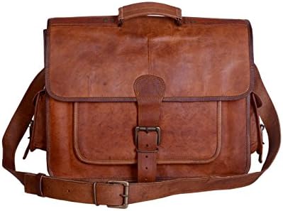 Universal Leather Vintage Handmade Leather Messenger Bag 16X13X5 Inches Brown