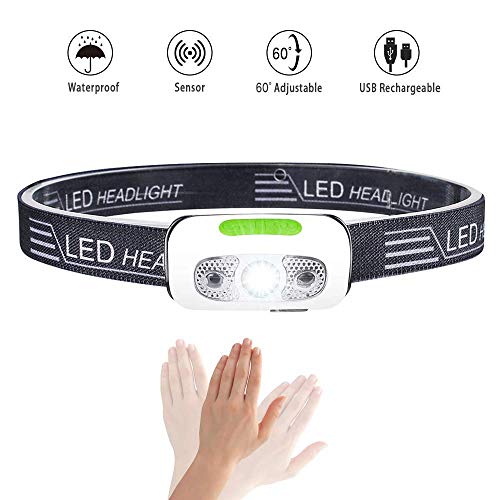 Rechargeable Headlamp, Ultralight Running Headlamp Super Bright IPX7 Waterproof Headlight 5 Light Modes for Hiking Camping Dog Walking - Thumbnail 7