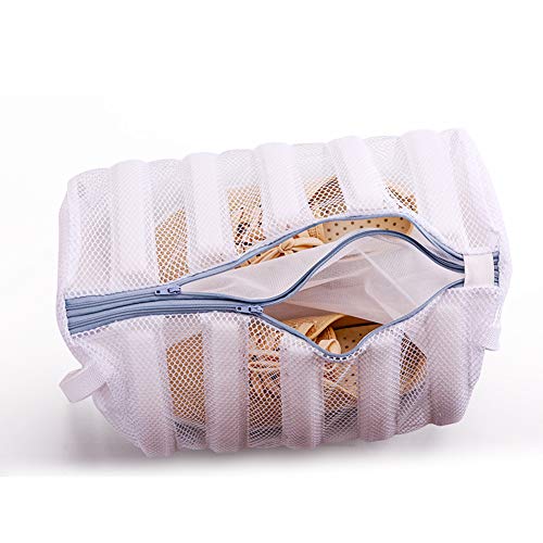 HONOMA Large Mesh Laundry Bags,Two Separated Bags for Shoes,Underwear, Hosiery, Stocking, Underwear, Bra Lingerie,Baby Clothing in-Wash Cleaning (White) - Thumbnail 6