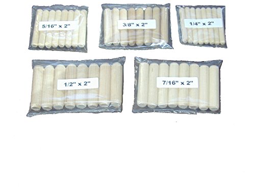 Wood dowel pin assortment-50 per package-10 each of 5 d…