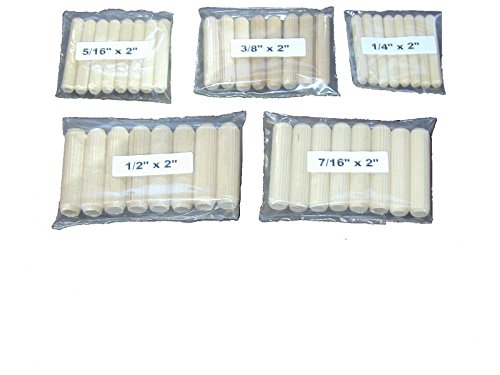 Wood Dowel Pin Assortment-50 Per Package-10 Each of 5 Different Sizes