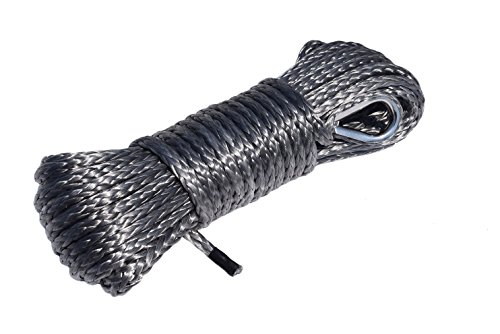 1/4" 50ft ATV Synthetic Winch Rope add 4500lbs Hawse Fairlead add Winch Stopper,Boat Winch Cable,Winch Line,Off Road Rope (Grey)