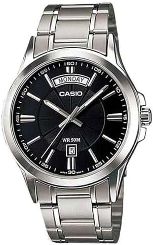 Casio Men's Watch MTP-1381G-1AVDF Black Dial, Silver/Gold Band