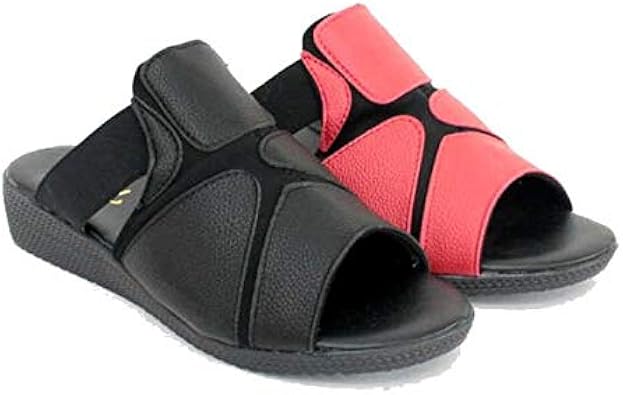 Amazon サンダル ローヒール ストレッチ ゴム スリッパ 幅広 甲高 コンフォートサンダル 歩きやすい サボ フラットサンダル レディースサンダル 黒 ブラック 赤 レッド ノーブランド品 ファッションサンダル