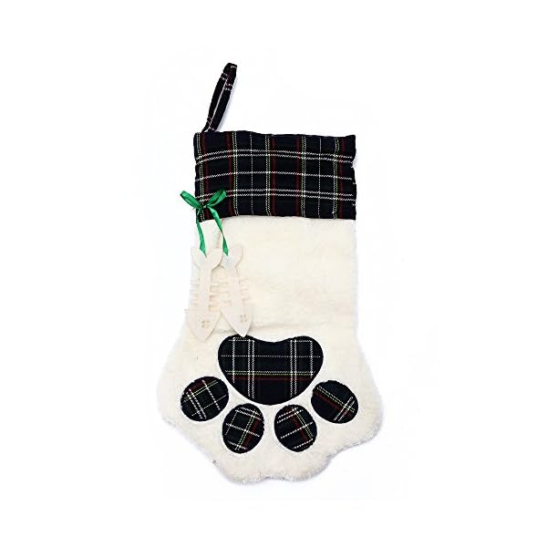 M DoDo Christmas Paw Stocking For Pet Dog Large Sherpa Hanging Christmas Stocking (Green) - Image 6
