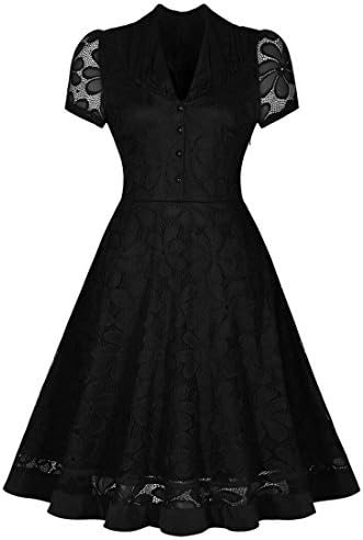 Shengdilu Women's Vintage 1940s 50s Shirtwaist Flared Swing Skaters Dress