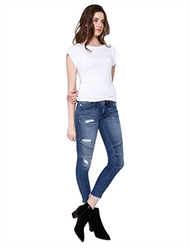 7 Encounter Kancan Women's Distressed Motto Denim Ankle Skinny Medium Wash KC8201D Size 5