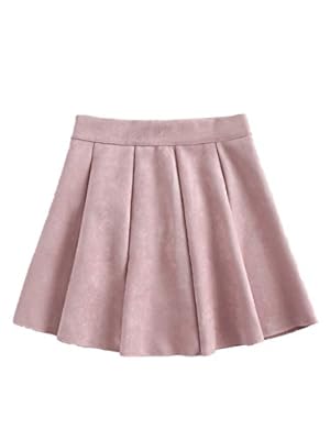 Romwe Women's Cute A-line Flared Mini Casual Suede Skater Skirt